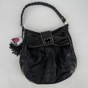 vintage 90s y2k betsey johnson purse bag black leather kiss charm lips clueless